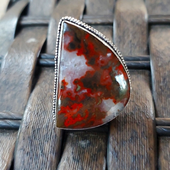 New Huge Seam Agate Antique Design 925 Silver Statement Ring. - Picture 2 of 16